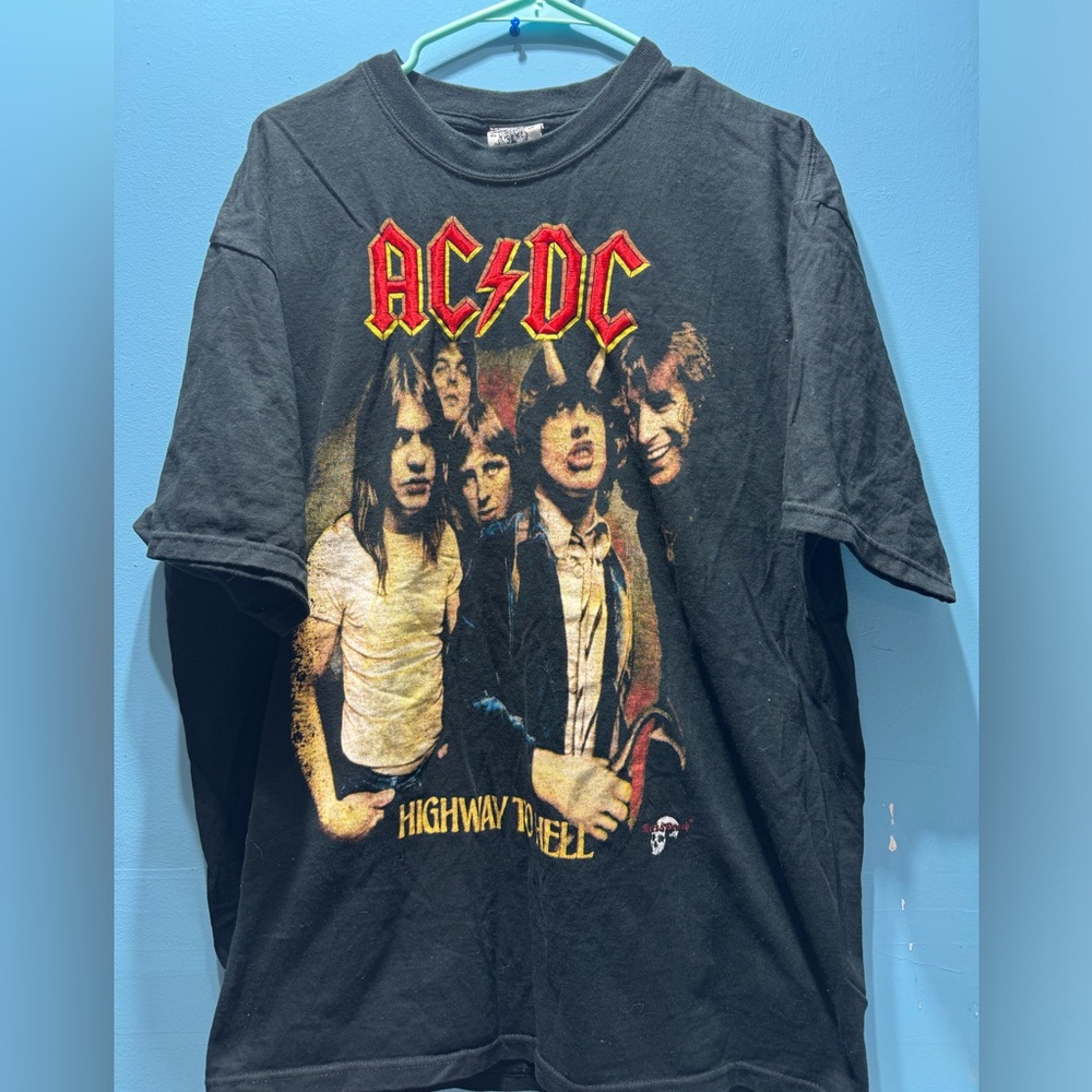 Vintage 90s AC/DC Highway to Hell TShirt XL Embroidered Double Sided Band Tee